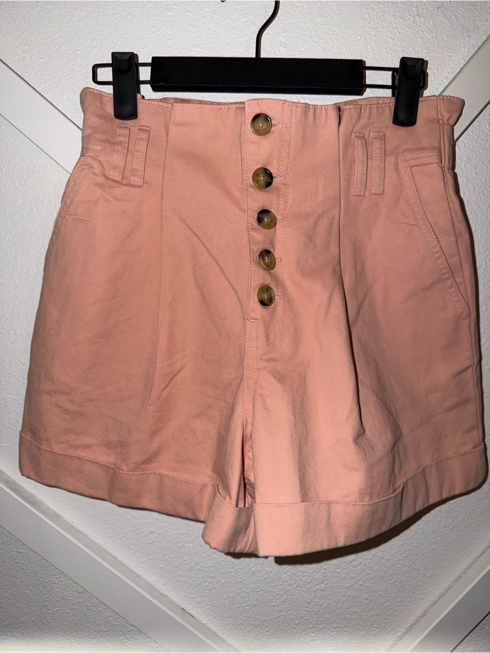 Forever 21 High-Waist Button-Front Shorts - Blush Pink